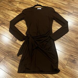 Elegant Brown Long Sleeve Dress